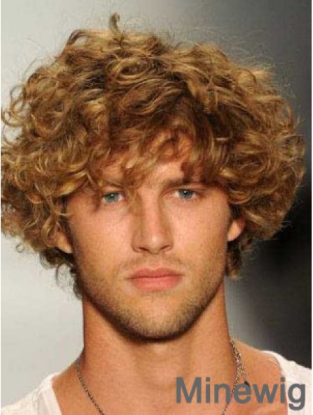 Blonde 8inch Curly Layered Capless  Mens Wigs