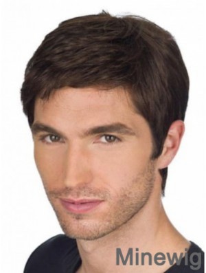 Straight Remy Human Auburn Full Lace Short Wigs For Men With Cancer