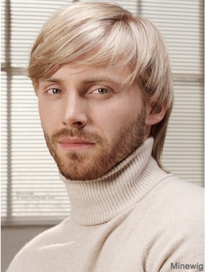 Full Lace Blonde 6 inch Short With Bangs Costume Wigs For Men