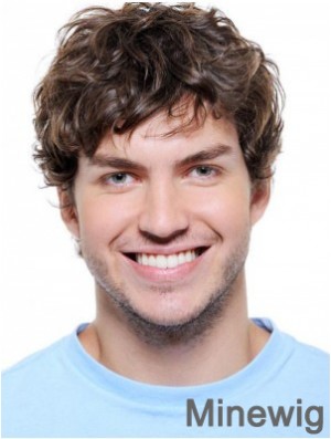 Wavy Synthetic Auburn Lace Front Short Hair Wigs For Men