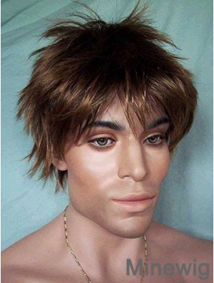 Lace Front Brown Short Straight Synthetic Man Lace Wig