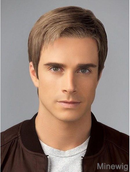Straight Blonde Without Bangs 4 inch Wigs For Men