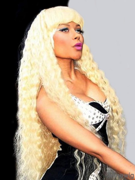 28 inch Blonde Curly With Bangs Long Ideal Nicki Minaj Wigs