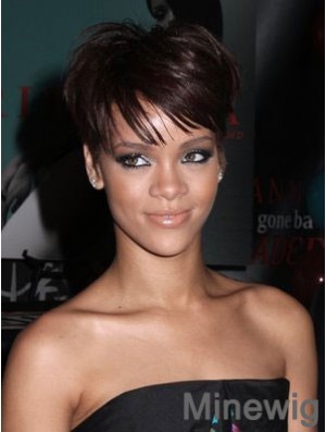 Rihanna Style Wigs With Capless Boycuts Cropped Length Auburn Color