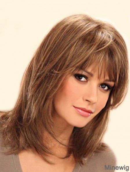 Shoulder Length Straight Layered Lace Front Brown Soft 14 inch Jaclyn Smith Wigs