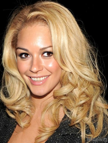 Blonde Shoulder Length Wavy Without Bangs Lace Front 14 inch Beyonce Wigs