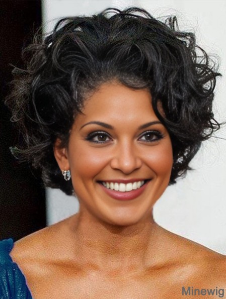 Lace Front Boycuts Short Curly 8 inch Black Sassy  Wigs