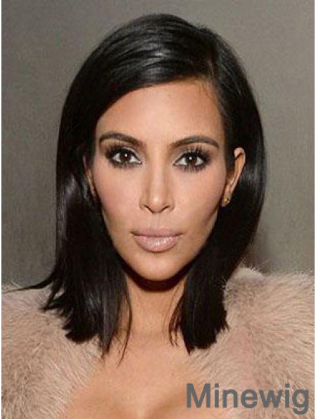 Popular Black Shoulder Length Straight Lace Front 14 inch Kim Kardashian Wigs