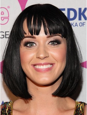 12 inch Gorgeous Black Chin Length Straight Bobs Katy Perry Wigs