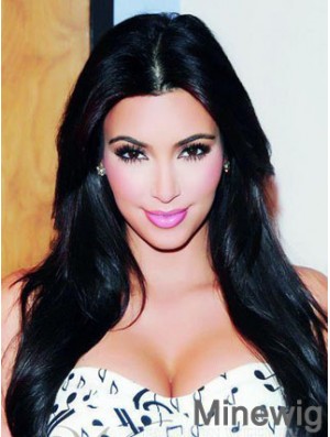 Black Straight Lace Front Durable 20 inch Kim Kardashian Wigs
