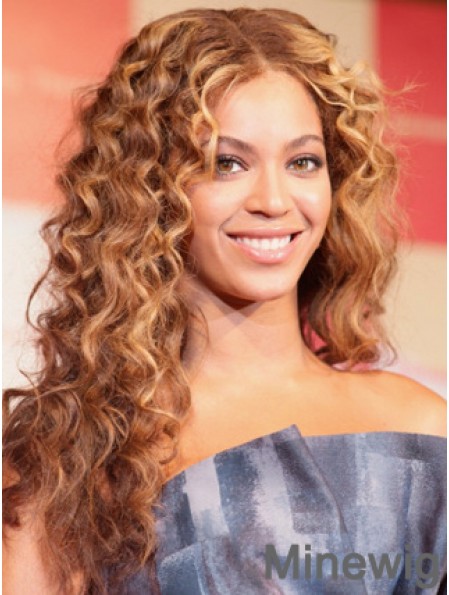 Brown Long Curly Without Bangs Lace Front 22 inch Beyonce Wigs