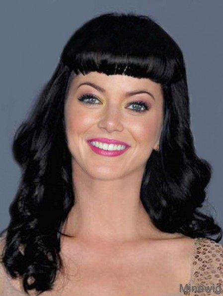 20 inch Style Black Long Wavy With Bangs Katy Perry Wigs