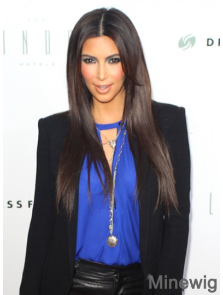 Brown Long Straight Capless Best 25 inch Kim Kardashian Wigs
