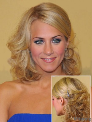 Beautiful Blonde Shoulder Length Curly 14 inch Layered Carrie Underwood Wigs