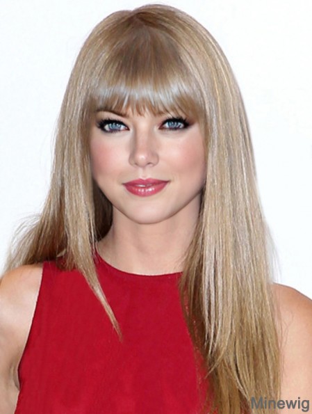 Capless With Bangs Straight Long Blonde Ideal Taylor Swift Wigs