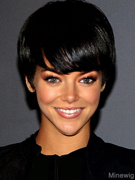 Black Straight With Bangs Lace Front 8 inch Gorgeous Rihanna Wigs