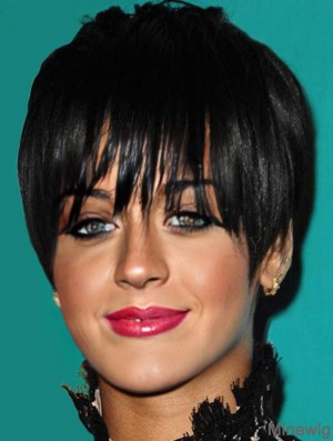 Suitable Cropped Black Straight Capless Rihanna Wigs