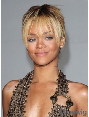 Sleek Cropped Blonde Straight Capless Rihanna Wigs