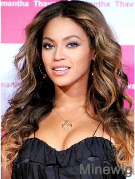 Brown Long Wavy Without Bangs Lace Front 20 inch Beyonce Wigs