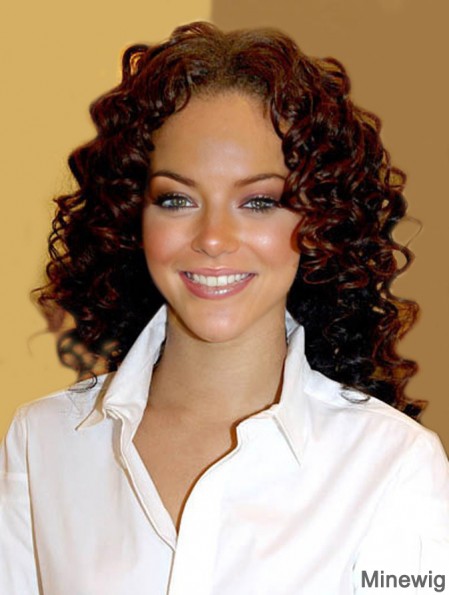 Best Shoulder Length Auburn Curly Capless Rihanna Wigs