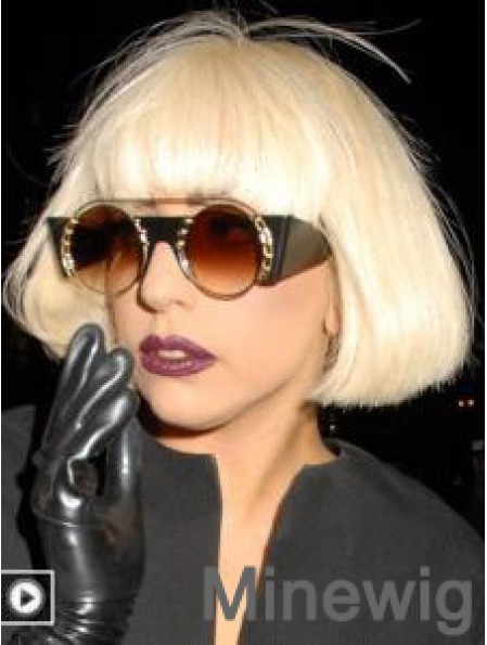 Lady Gaga Wigs UK Bobs Cut Blonde Color Straight Style