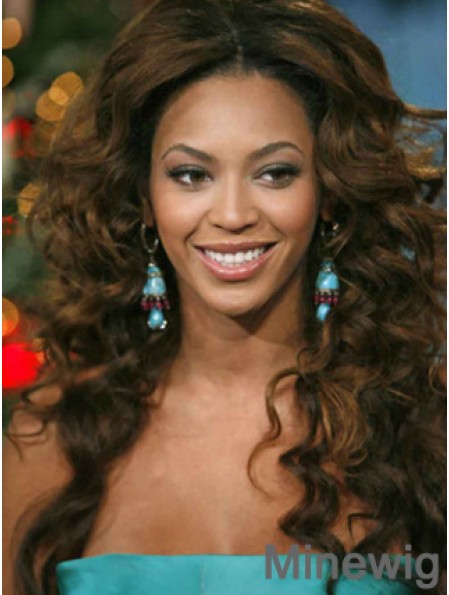 Brown Long Wavy Without Bangs Full Lace 22 inch Beyonce Wigs