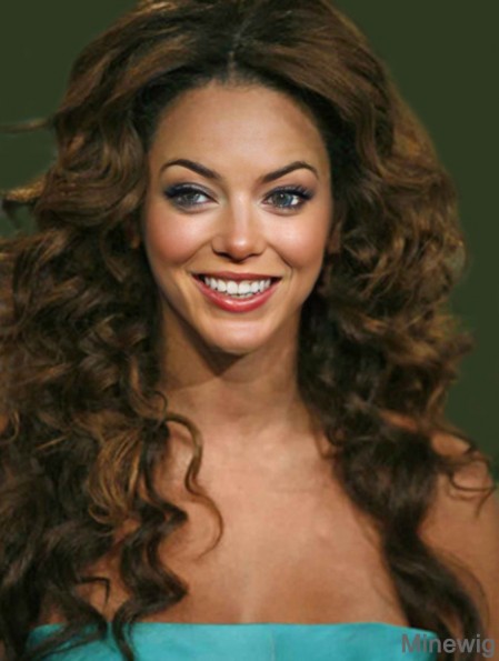 Brown Long Wavy Without Bangs Full Lace 22 inch Beyonce Wigs