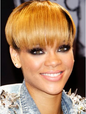 Blonde Straight With Bangs Lace Front 8 inch Fashion Rihanna Wigs