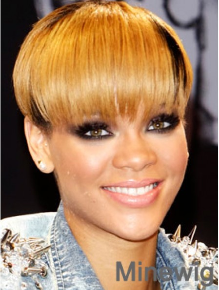 Blonde Straight With Bangs Lace Front 8 inch Fashion Rihanna Wigs