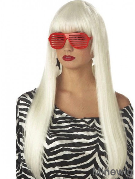 24 inch Popular Long Straight With Bangs Lady Gaga Wigs