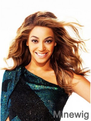 Brown Long Wavy Without Bangs Lace Front 18 inch Beyonce Wigs