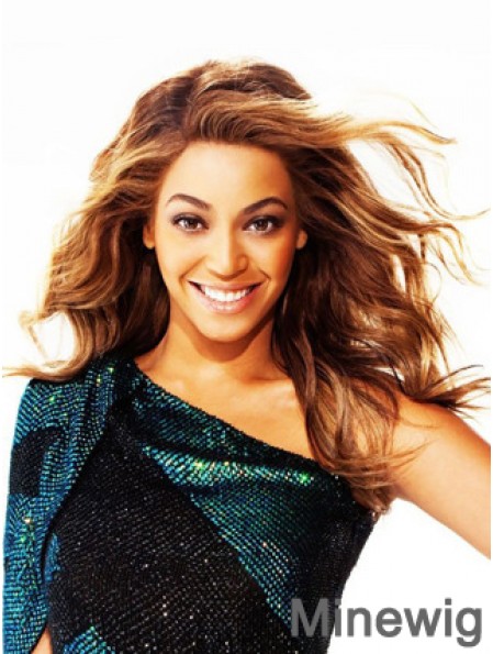 Brown Long Wavy Without Bangs Lace Front 18 inch Beyonce Wigs