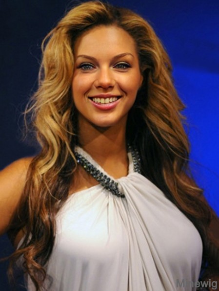 Brown Long Wavy Without Bangs Lace Front 24 inch Beyonce Wigs