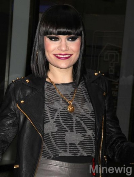 Bobs 12 inch Synthetic Capless Straight Black Shoulder Jessie J Wig