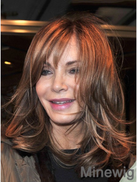 Shoulder Length Straight With Bangs Full Lace Brown New 14 inch Jaclyn Smith Wigs