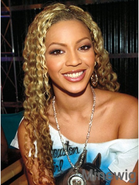 Blonde Long Curly Without Bangs Lace Front 24 inch Beyonce Wigs