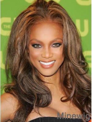 Brown Wavy Without Bangs Lace Front 18 inch Designed Tyra Banks Wigs