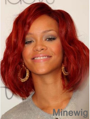 Red Wavy Without Bangs Lace Front 12 inch Stylish Rihanna Wigs