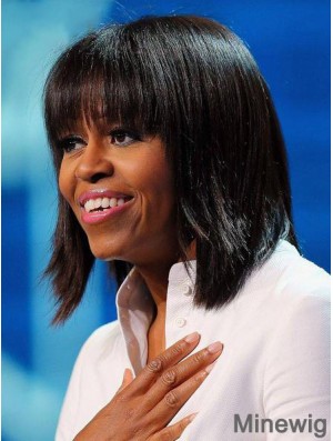 Capless Bobs Chin Length Straight 10 inch Black Beautiful First Lady Wigs