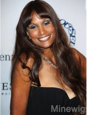 Brown Long Wavy With Bangs Lace Front 24 inch Beverly Johnson Wigs