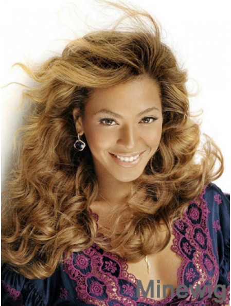 Brown Long Wavy Without Bangs Lace Front 16 inch Beyonce Wigs