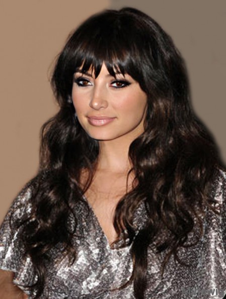 Gorgeous Black Long Wavy 26 inch With Bangs Nicole Richie Wigs