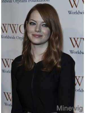 Incredible Brown Shoulder Length Wavy 16 inch Layered Emma Stone Wigs