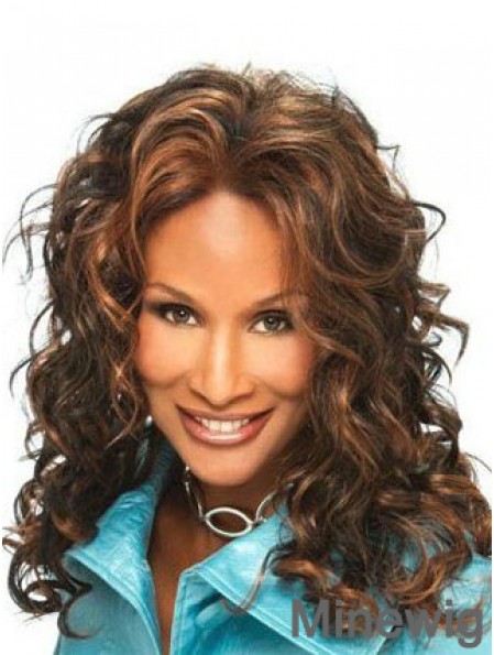 Brown Long Curly Without Bangs Lace Front 16 inch Beverly Johnson Wigs