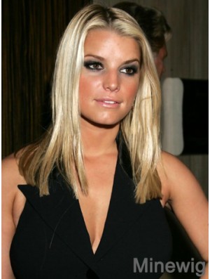 Straight Lace Front Without Bangs Long Blonde Suitable Jessica Simpson Wigs