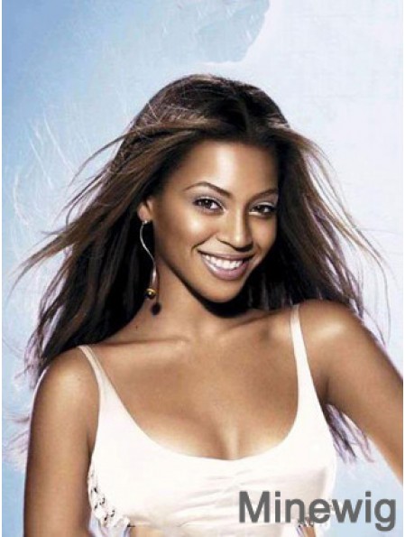 Brown Long Straight Without Bangs Lace Front 18 inch Beyonce Wigs
