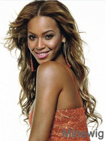 Brown Long Wavy Without Bangs Lace Front 22 inch Beyonce Wigs