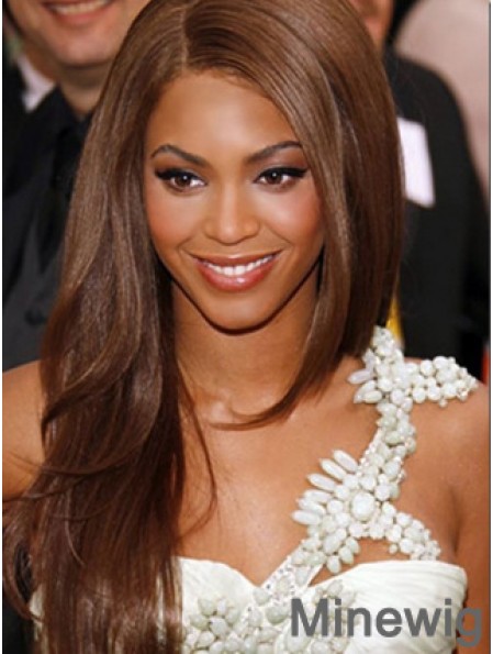 Brown Long Straight Without Bangs Lace Front 22 inch Beyonce Wigs