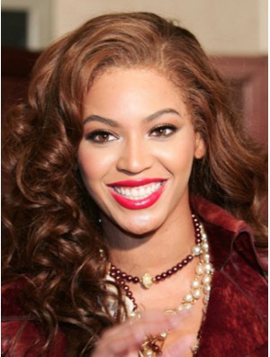 Brown Long Wavy Without Bangs Lace Front 16 inch Beyonce Wigs
