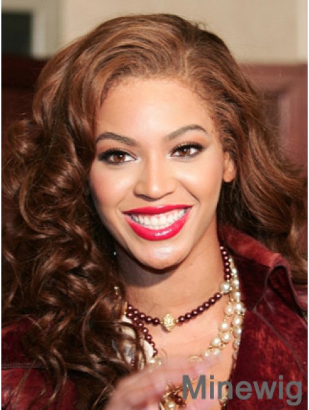 Brown Long Wavy Without Bangs Lace Front 16 inch Beyonce Wigs